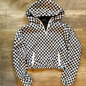 Justify Girls Checkerboard Hooded Windbreaker Jacket Size M